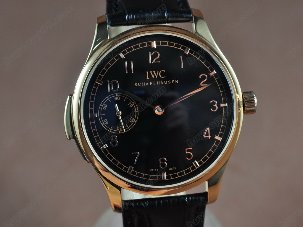 IWC【男性用】Portugese Handwind RG/LE Black Asia 6498手上鏈搭載2