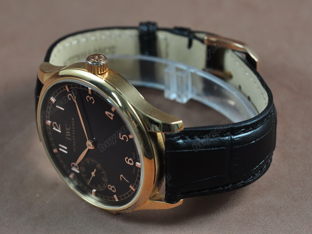 IWC【男性用】Portugese Handwind RG/LE Black Asia 6498手上鏈搭載0