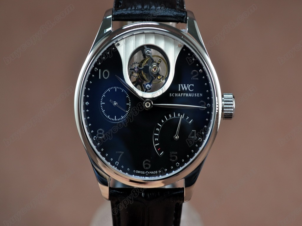 IWC【男性用】Portugese Mystere Tourbillon SS/LE Black 手上鏈搭載8
