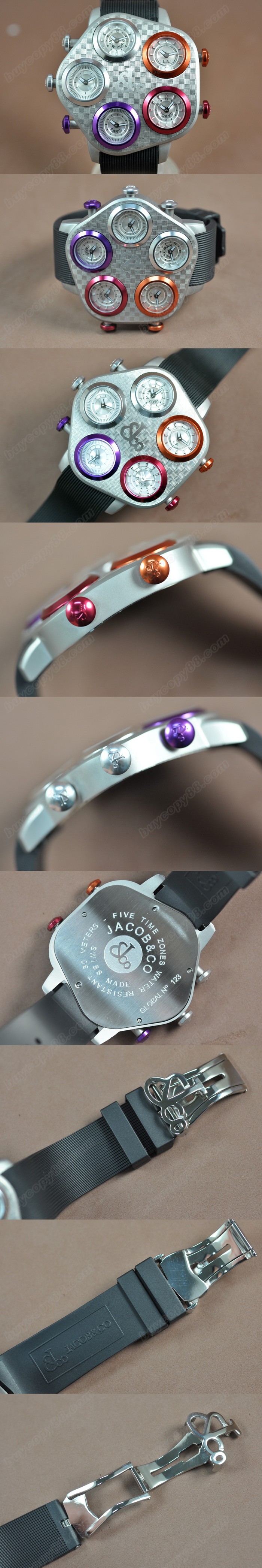 Jacob & Co Five Time Zones SS/RU Jap 石英機芯搭載0