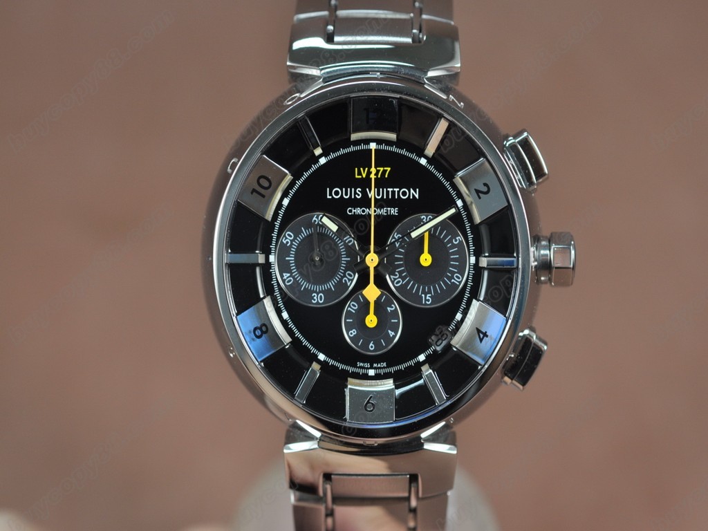 路易威登【男性用】Tambour 227 Chrono SS/SS Black dial A-7750 自動機芯搭載．振頻每小時 28,800 次0