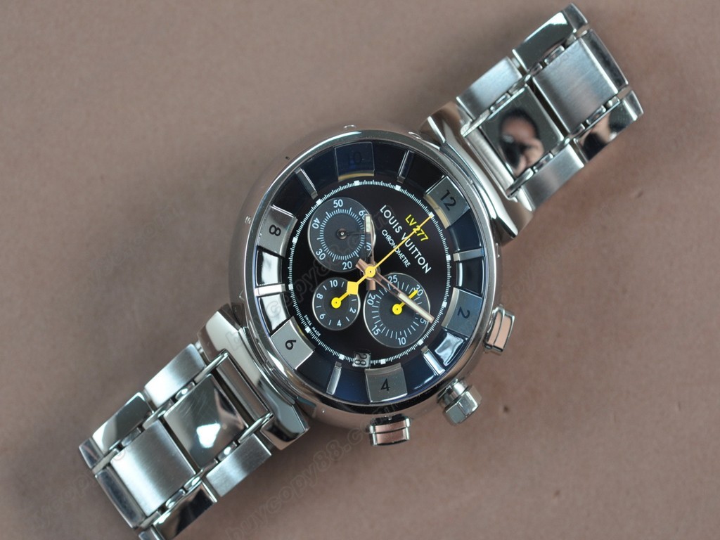 路易威登【男性用】Tambour 227 Chrono SS/SS Black dial A-7750 自動機芯搭載．振頻每小時 28,800 次1