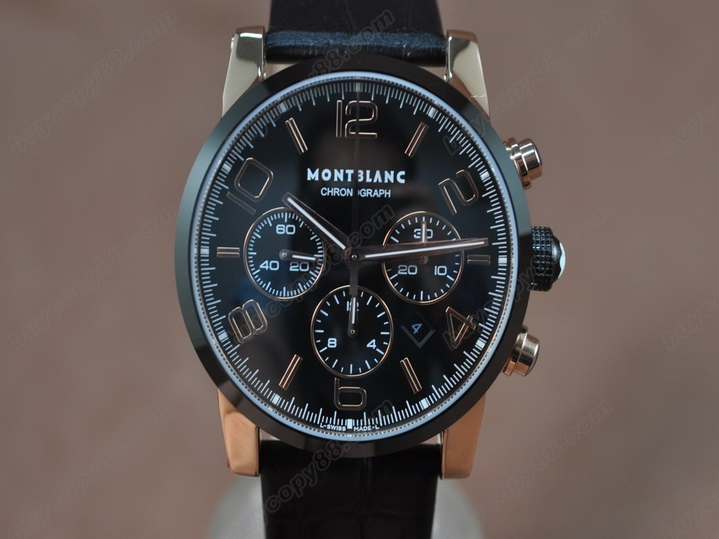 萬寶龍【男性用】 Timewalker Ceramic Bezel RG/LE Black Asia7750 自動機芯搭載． 振頻每小時 28,800 次1