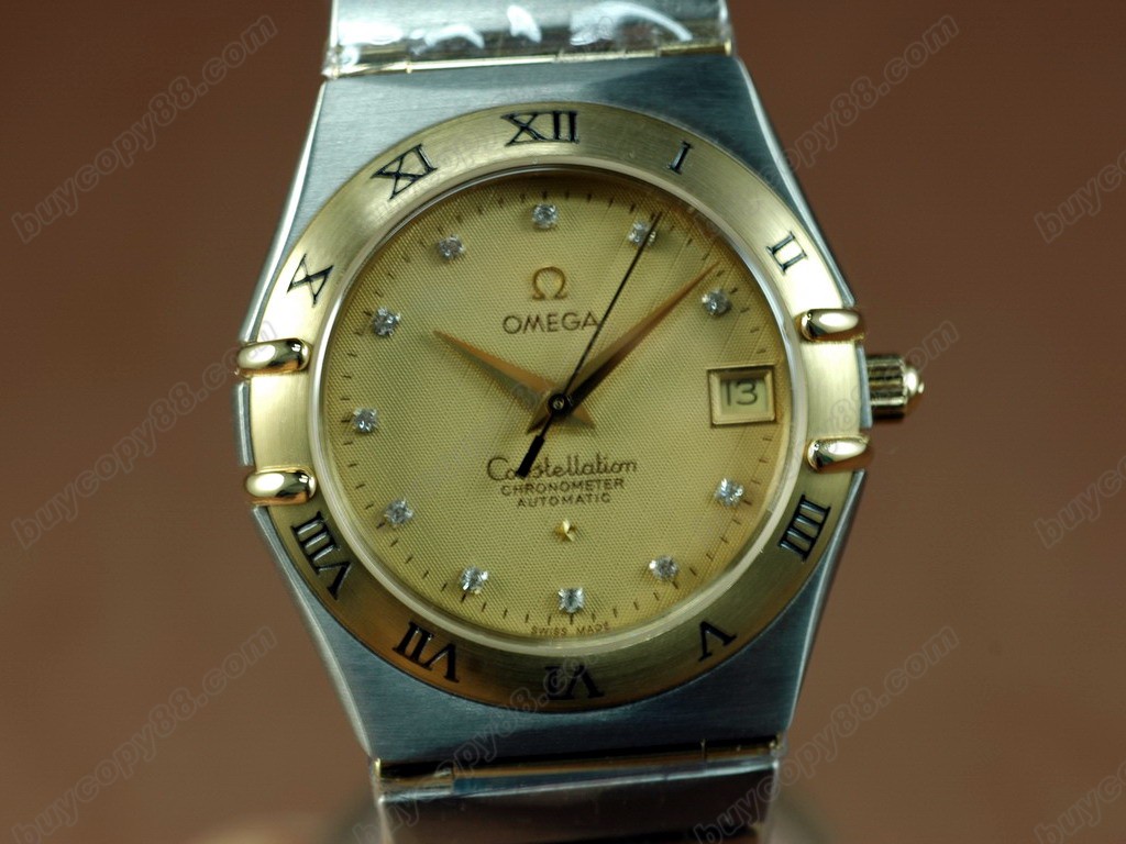 歐米茄 【男性用】18K Wrapped TT Men Roman Bezel Gold Diamond Eta 2836自動機芯搭載0