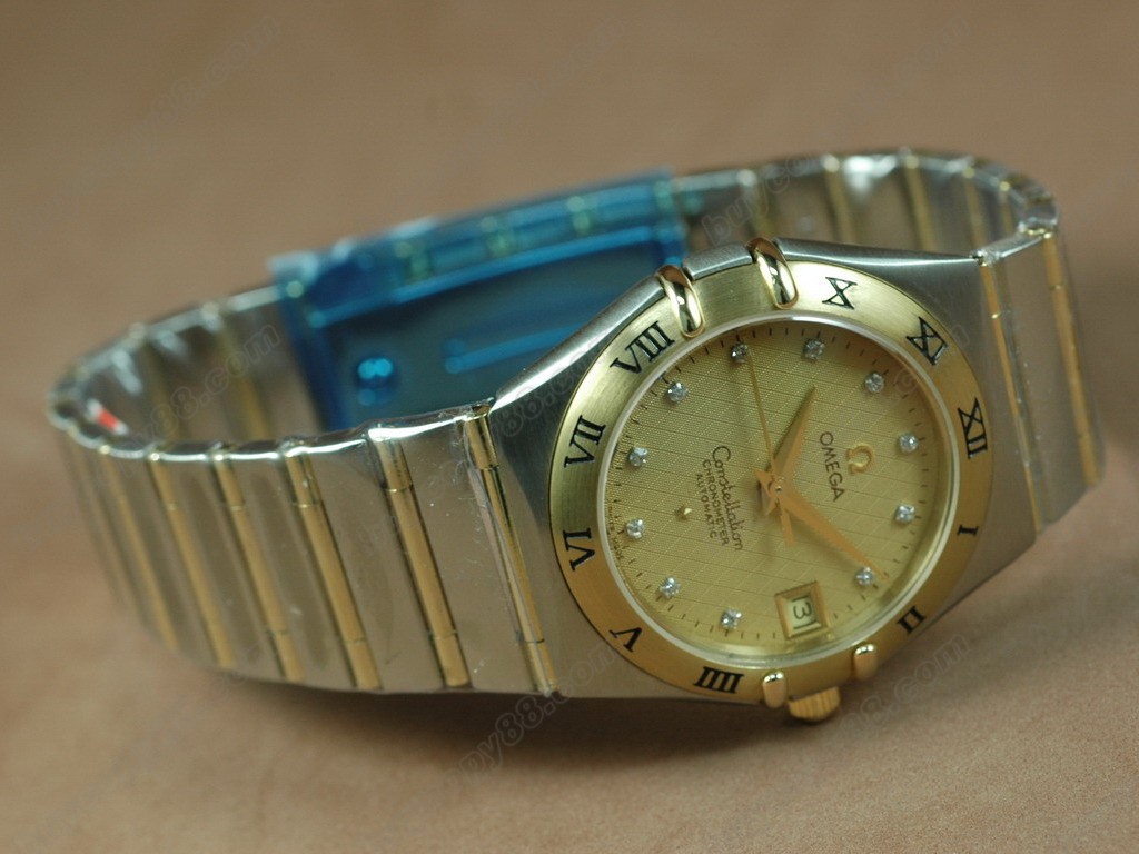 歐米茄 【男性用】18K Wrapped TT Men Roman Bezel Gold Diamond Eta 2836自動機芯搭載3