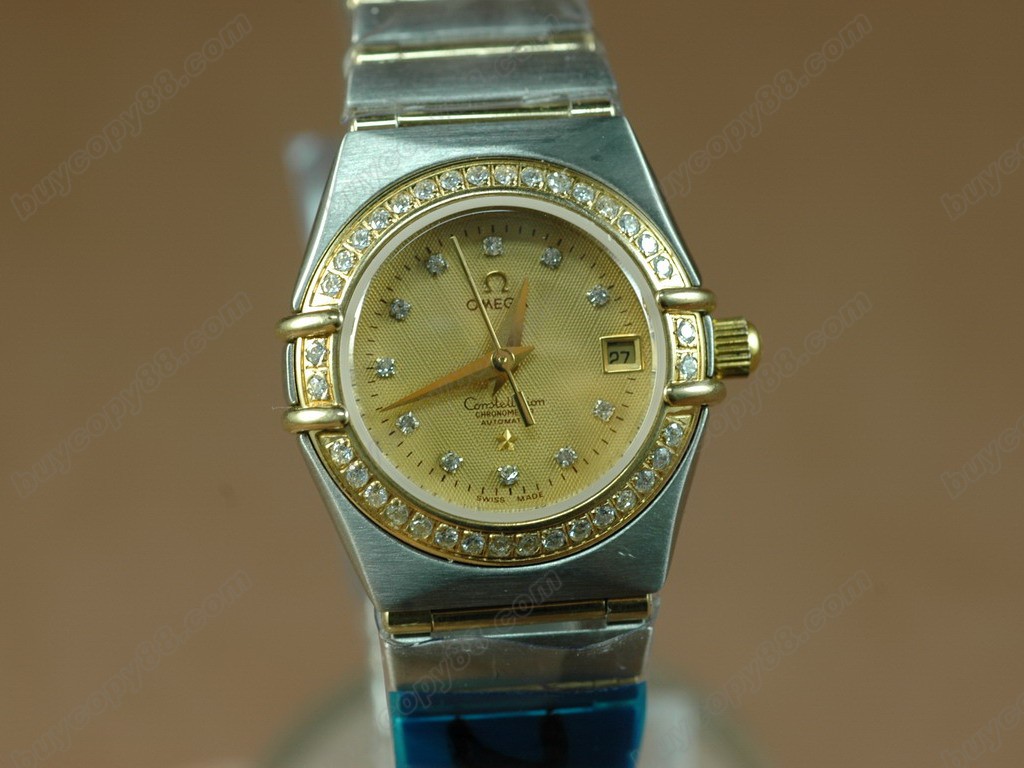 歐米茄 【女性用】 18K Wrapped TT Men Diam Bezel Gold Diamond Eta 2671自動機芯搭載　2