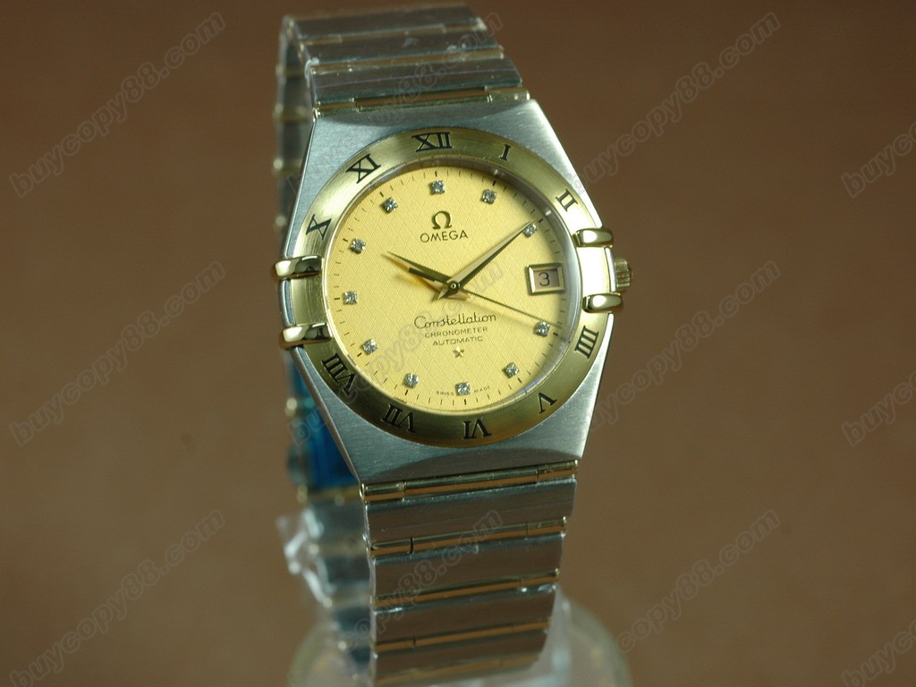 歐米茄 【男性用】 18K Wrapped TT Men Roman Bezel Gold Diamond Eta 2836自動機芯搭載0