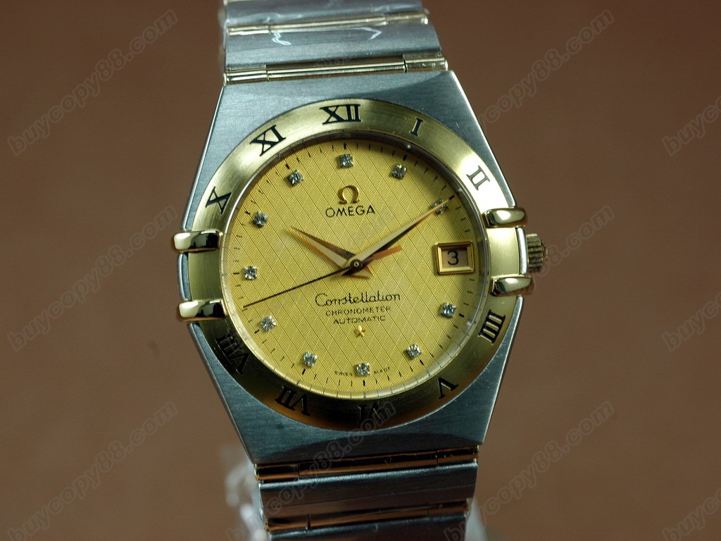 歐米茄 【男性用】 18K Wrapped TT Men Roman Bezel Gold Diamond Eta 2836自動機芯搭載1