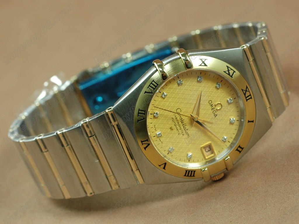 歐米茄 【男性用】 18K Wrapped TT Men Roman Bezel Gold Diamond Eta 2836自動機芯搭載3