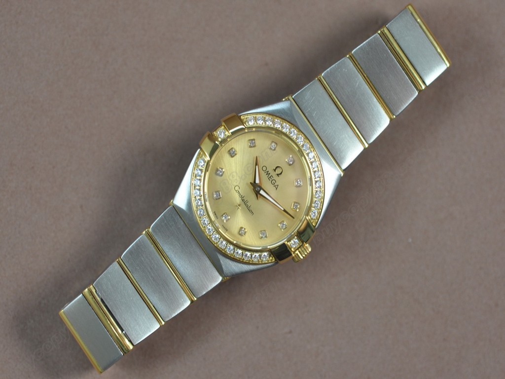 歐米茄 【女性用】 Constellation 28mm TT/Diam Gold dial Swiss ronda 石英機芯搭載4