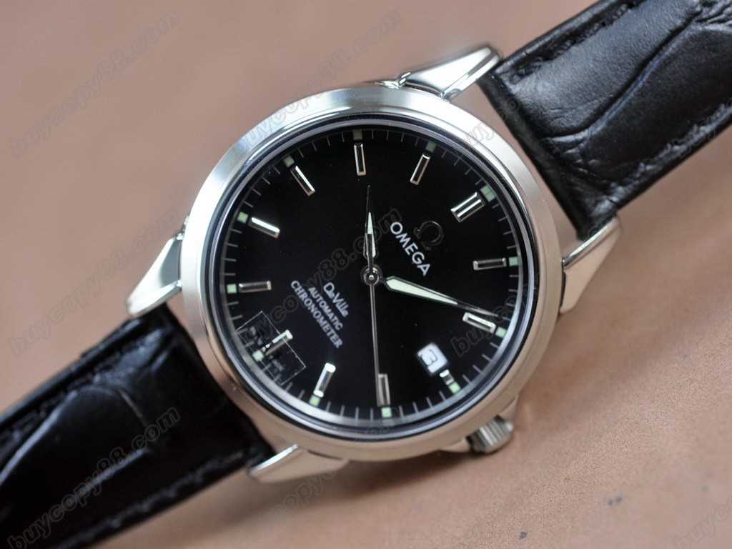 歐米茄 【男性用】SS Black Dial Leather Strap Swiss Eta 2824-2自動機芯搭載7