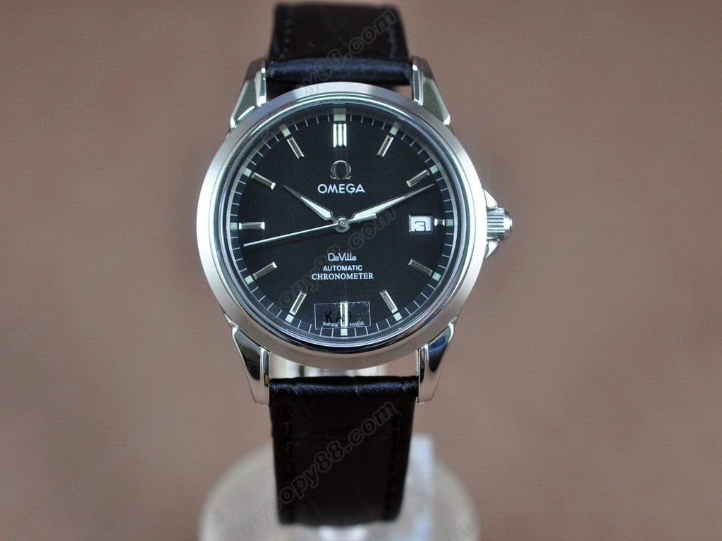 歐米茄 【男性用】SS Black Dial Leather Strap Swiss Eta 2824-2自動機芯搭載3