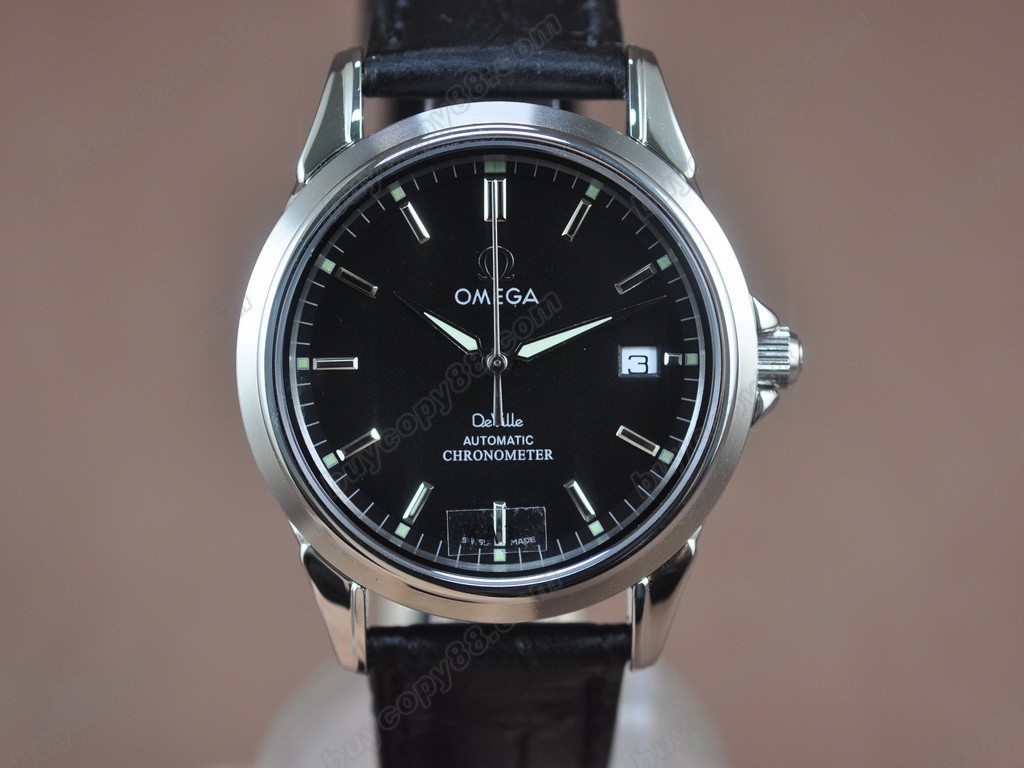 歐米茄 【男性用】SS Black Dial Leather Strap Swiss Eta 2824-2自動機芯搭載2