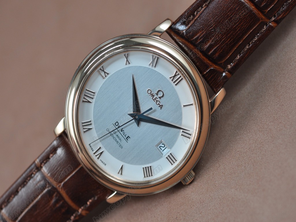 歐米茄 【男性用】 Deville RG White Dial Leather Strap Swiss Eta 2824-2 自動機芯搭載9