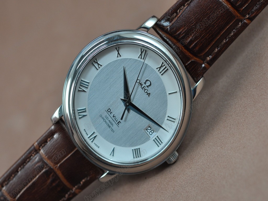 歐米茄 【男性用】Deville SS White Dial Leather Strap Swiss Eta 2824-27