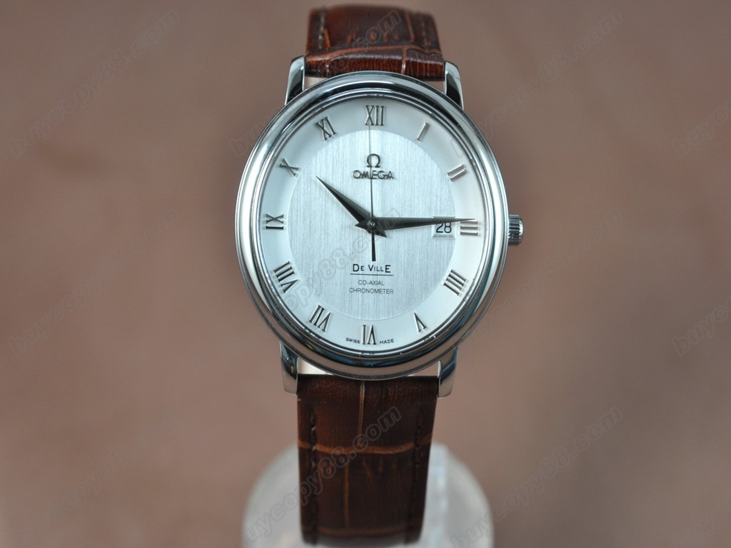 歐米茄 【男性用】Deville SS White Dial Leather Strap Swiss Eta 2824-21