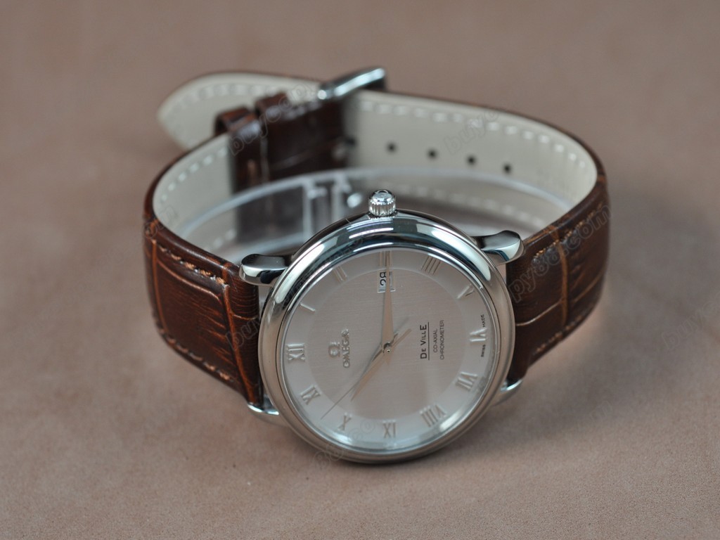 歐米茄 【男性用】Deville SS White Dial Leather Strap Swiss Eta 2824-20