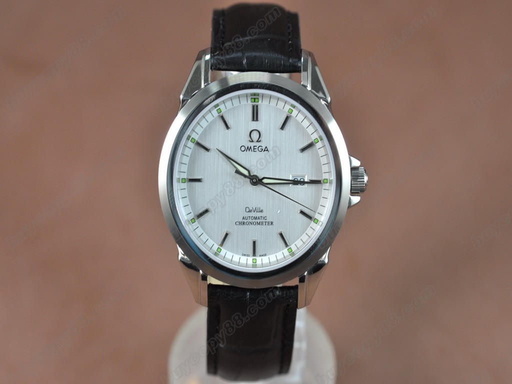 歐米茄 【男性用】Deville SS White Dial Leather Strap Swiss Eta 2834-2 自動機芯搭載9