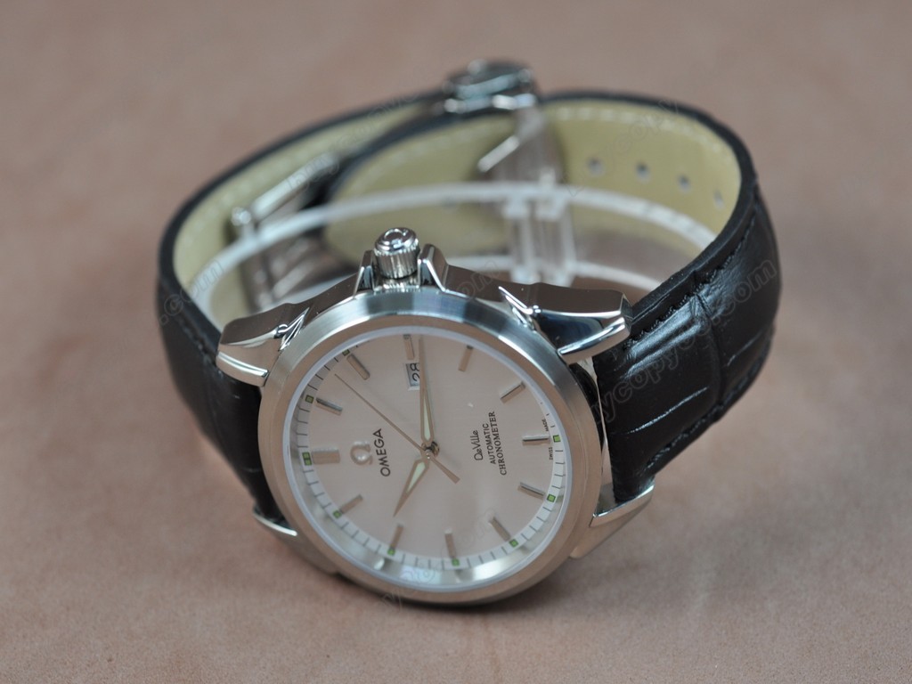 歐米茄 【男性用】Deville SS White Dial Leather Strap Swiss Eta 2834-2 自動機芯搭載0