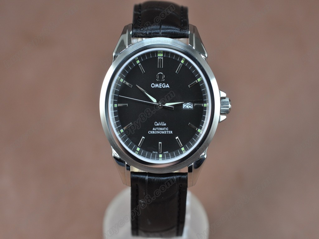 歐米茄 【男性用】 Deville SS Black Dial Leather Strap Swiss Eta 2834-2自動機芯搭載8