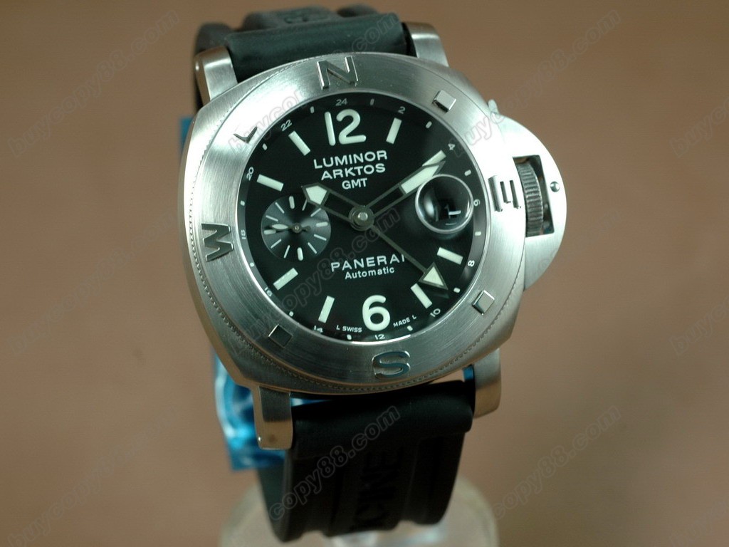 沛納海【男性用】Pam 186 Arktos GMT Functional SS/RU BlackAsia7750自動機芯搭載8