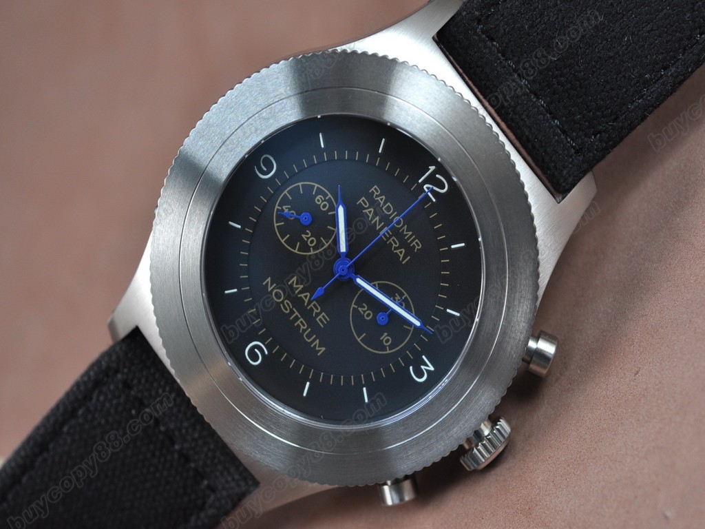 沛納海【男性用】Radiomir 52mm Chrono Black DialManual手上鏈搭載10