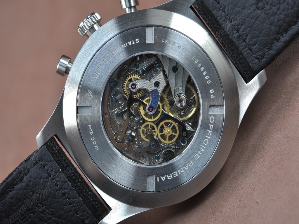 沛納海【男性用】Radiomir 52mm Chrono Black DialManual手上鏈搭載9