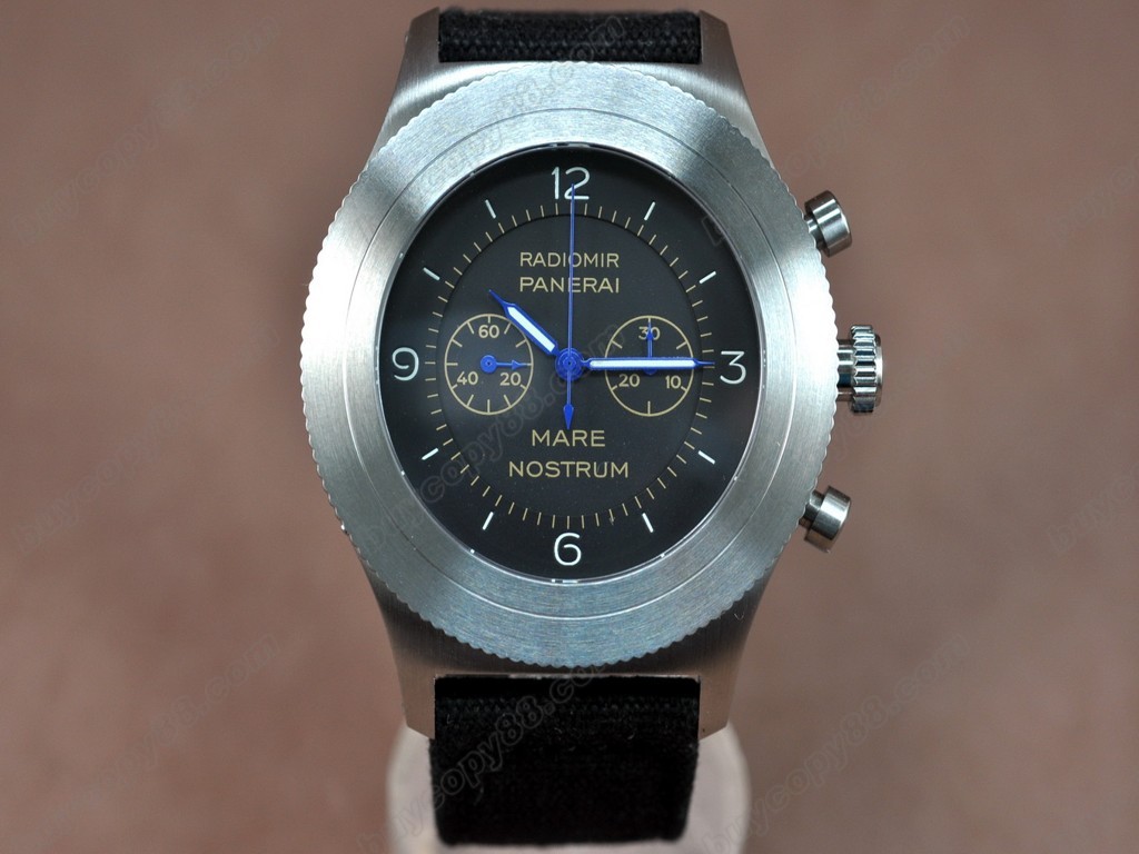 沛納海【男性用】Radiomir 52mm Chrono Black DialManual手上鏈搭載1