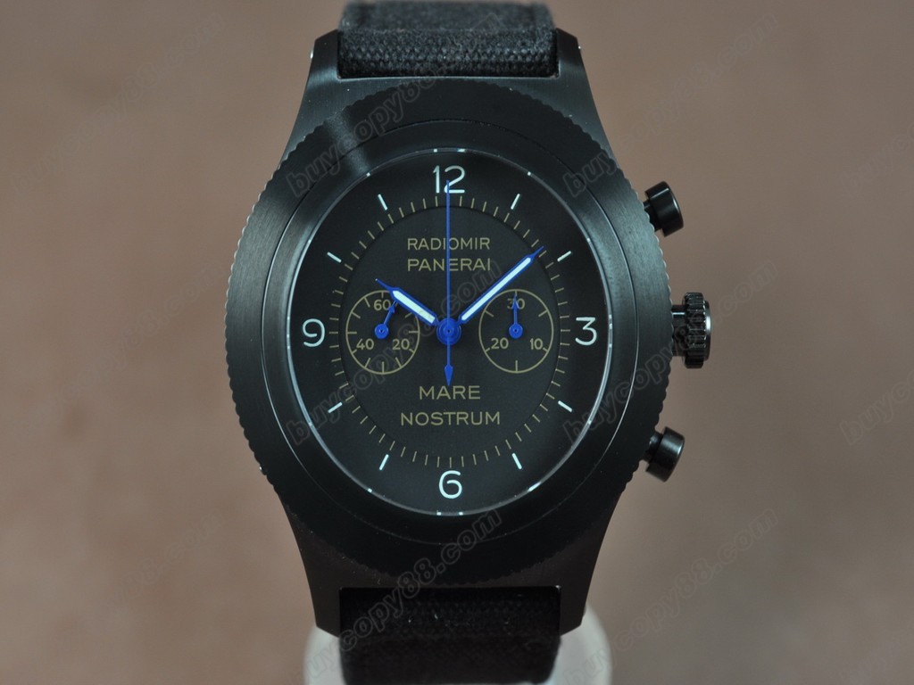 沛納海【男性用】 Radiomir 52mm Chrono Black DialManual手上鏈搭載0