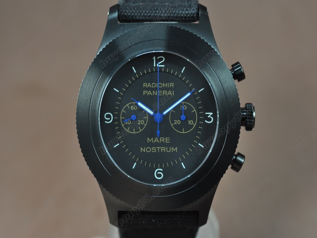 沛納海【男性用】 Radiomir 52mm Chrono Black DialManual手上鏈搭載8