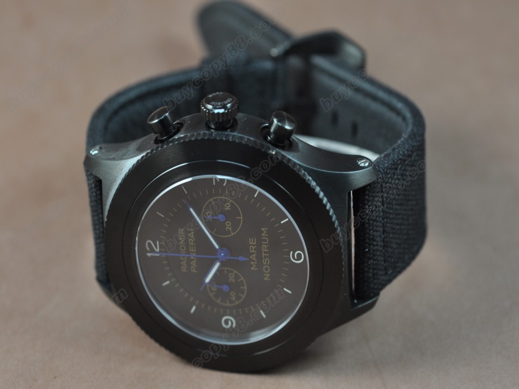 沛納海【男性用】 Radiomir 52mm Chrono Black DialManual手上鏈搭載7