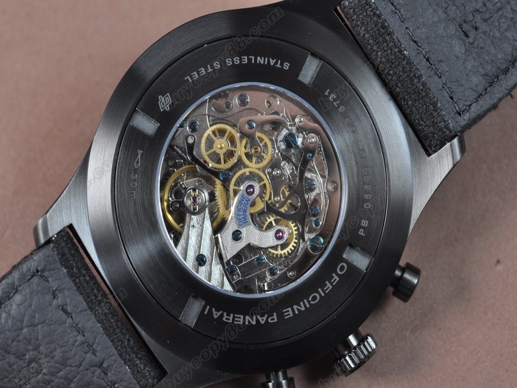 沛納海【男性用】 Radiomir 52mm Chrono Black DialManual手上鏈搭載5