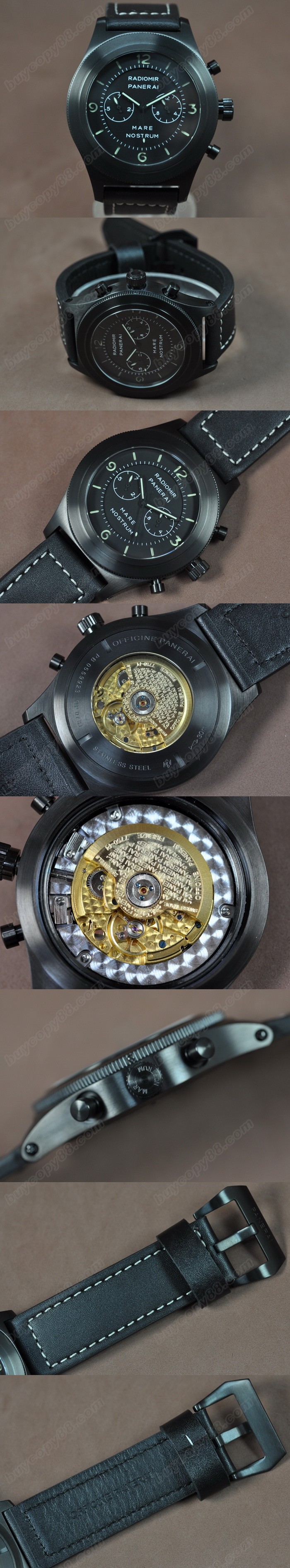 沛納海 Watches Radiomir 52mm PVD/LE 黑 文字盤 亞洲 自動機芯 搭 載0