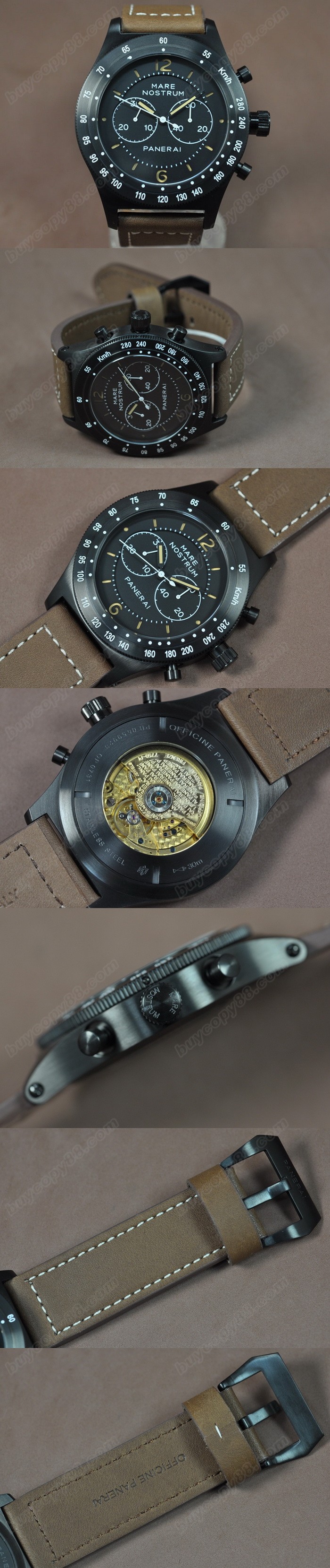 沛納海 Watches Radiomir 52mm PVD/LE 黑 文字盤 亞洲 自動機芯 搭 載 0