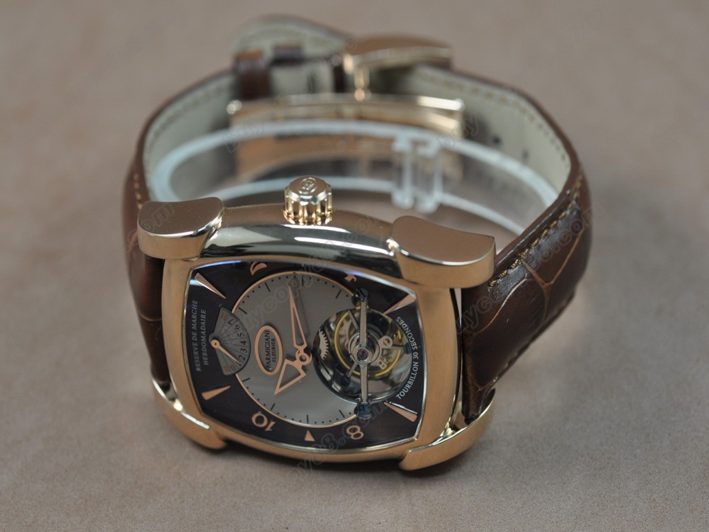 帕瑪強尼【男性用】 Kalpagraph Power Reserve RG/LE Brown/White  Flying Tourbillon 手上鏈搭載1