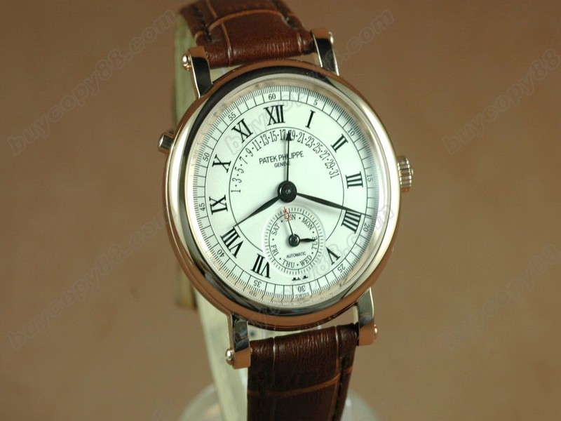 百達翡麗【男性用】 Calastrava Classic RG Case White Dial Brown Strap Japan自動機芯搭載5