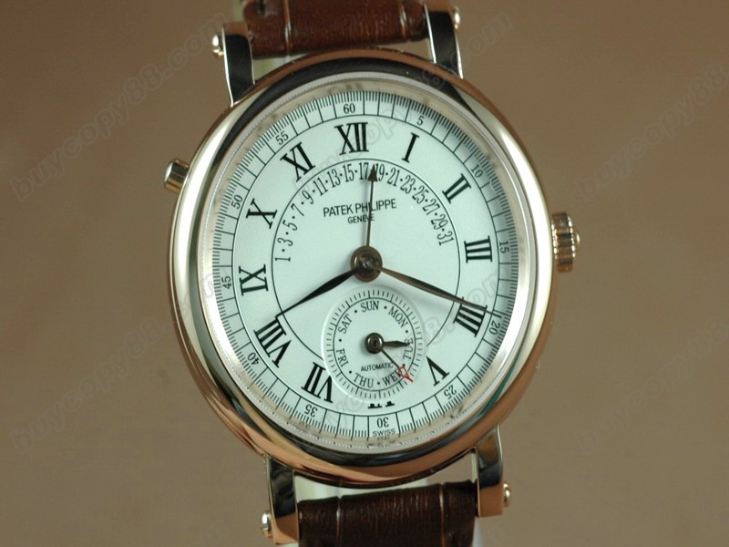 百達翡麗【男性用】 Calastrava Classic RG Case White Dial Brown Strap Japan自動機芯搭載6