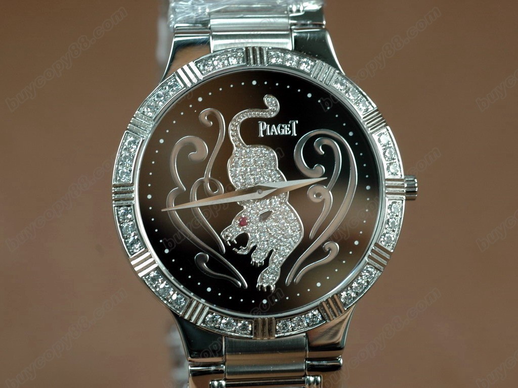 伯爵錶 Sculpture Totem SS Case Diamond Black Dial Swiss石英機芯搭載1