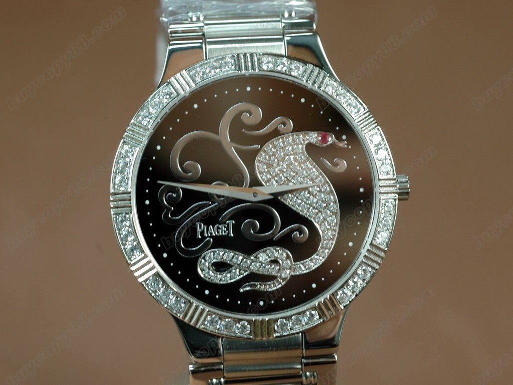 伯爵錶 Sculpture Totem SS Case Diamond Black Dial Swiss石英機芯搭載0