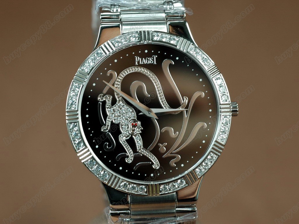 伯爵錶Sculpture Totem SS Case Diamond Black Dial Swiss石英機芯搭載5