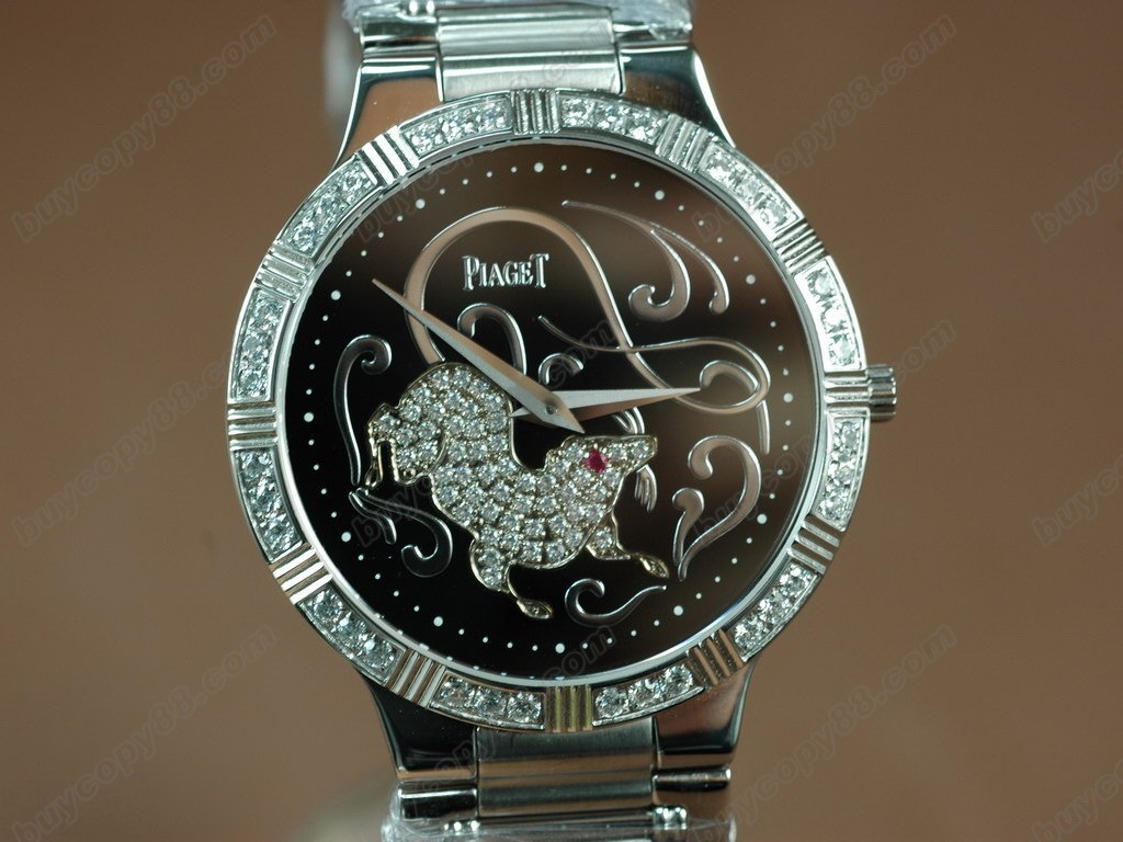 伯爵錶 Sculpture Totem SS Case Diamond Black Dial Swiss石英機芯搭載4