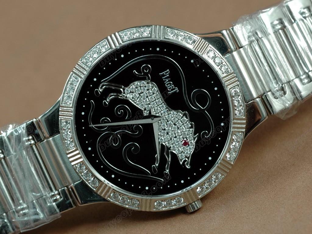 伯爵錶 Sculpture Totem SS Case Diamond Black Dial Swiss石英機芯搭載5