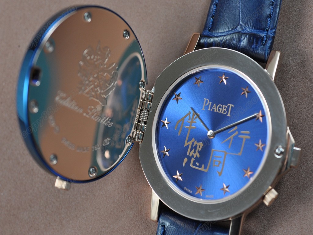 伯爵錶【男性用】Double sided RG/LE Blue/Blue Dial Swiss Swiss石英機芯搭載8