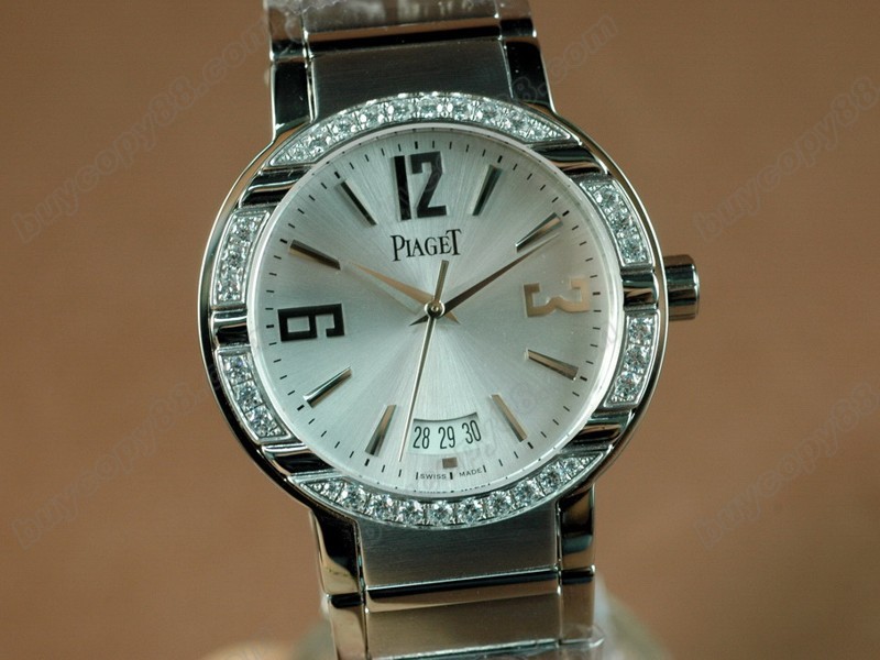 ピアジェ【男性用】 Piaget Watches Polo Mens SS/Diamonds Silver Swiss Eta 2824-2オートマチック搭載 10