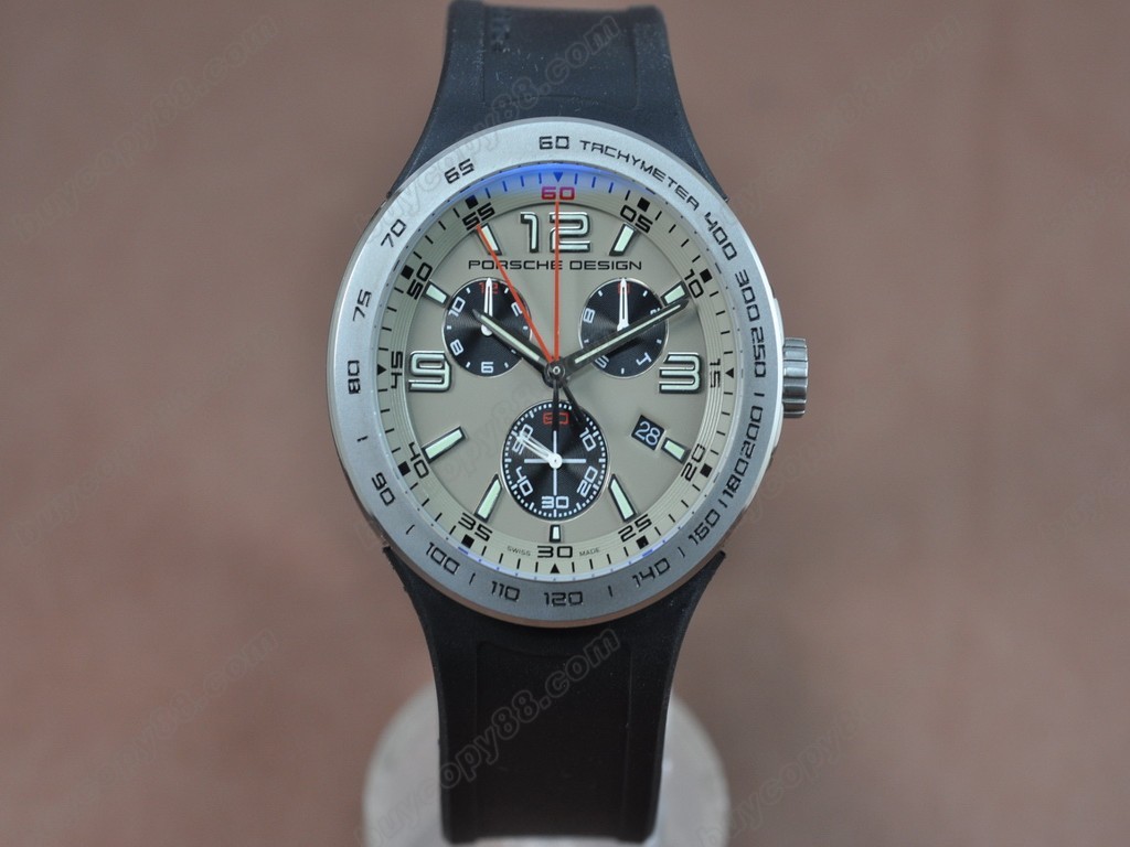 保時捷【男性用】 6320 Flat6 SS/RU/Grey Dial Swiss Eta 251.262 石英機芯搭載0