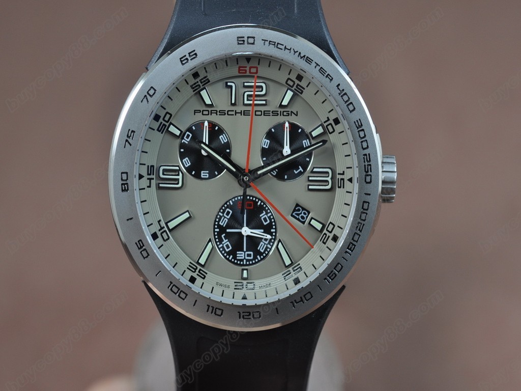 保時捷【男性用】 6320 Flat6 SS/RU/Grey Dial Swiss Eta 251.262 石英機芯搭載1