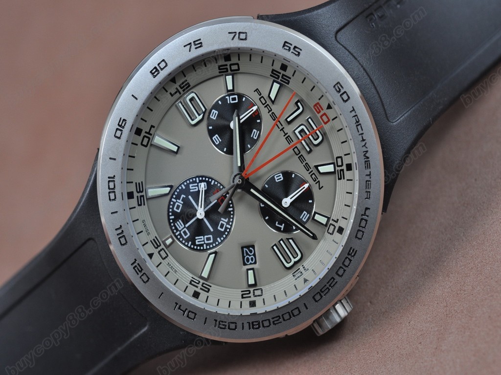 保時捷【男性用】 6320 Flat6 SS/RU/Grey Dial Swiss Eta 251.262 石英機芯搭載2