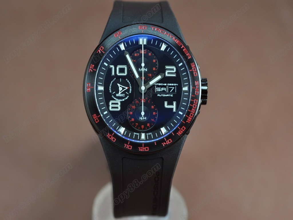 保時捷【男性用】  2009 Ed Flat 6 Chrono PVD/RU Blk A-7750自動機芯搭載1