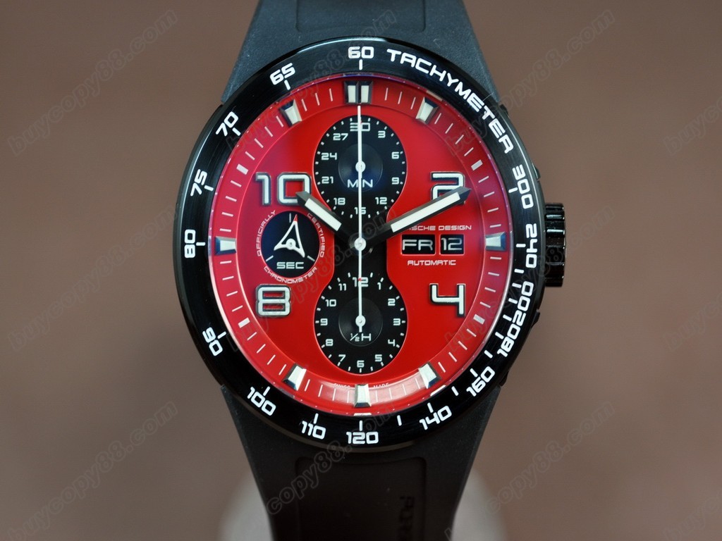 保時捷【男性用】 2009 Ed Flat 6 Chrono PVD/RU Red A-7750自動機芯搭載1