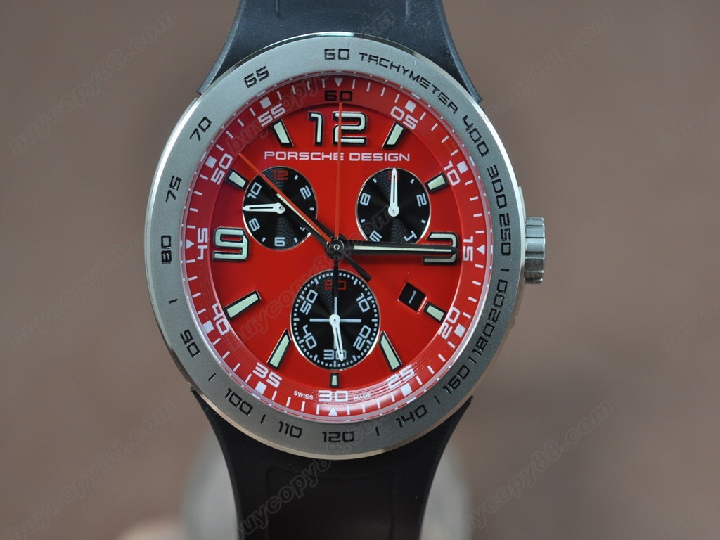 保時捷【男性用】  6320 Flat6 SS/RU/Red Dial Swiss Eta 251.262 石英機芯搭載2